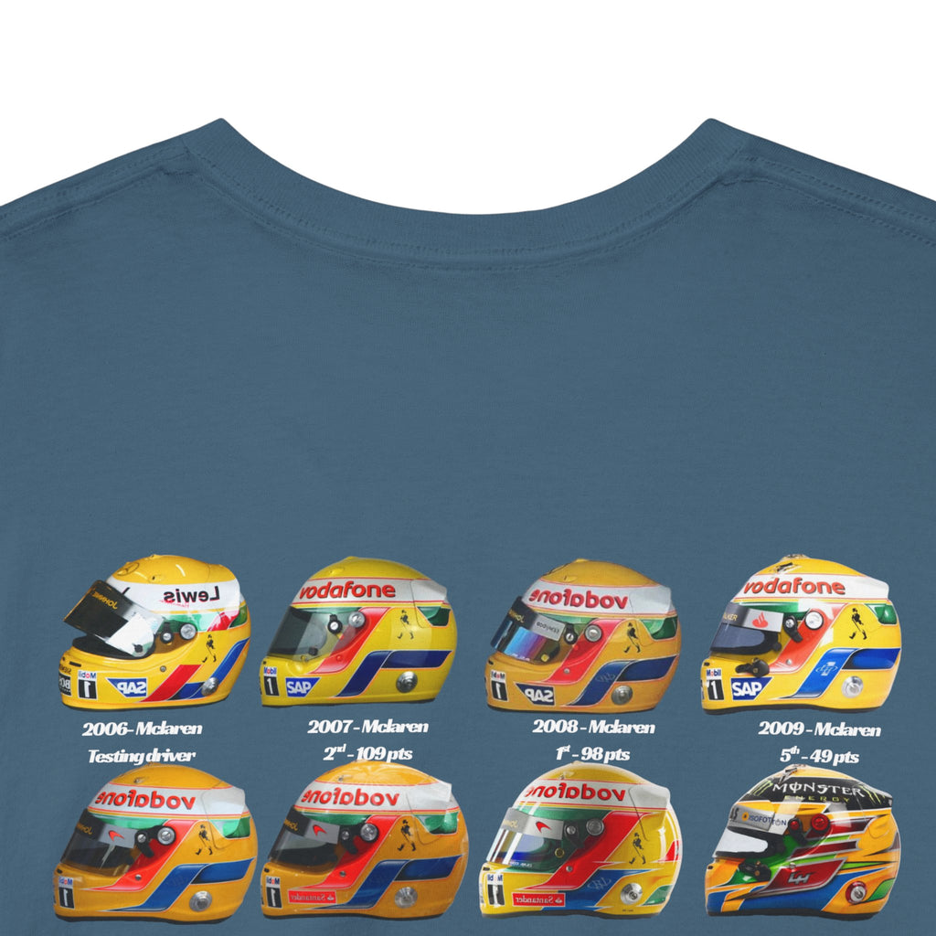 Lewis Hamilton Cotton T-Shirt - Helmets throughout the years