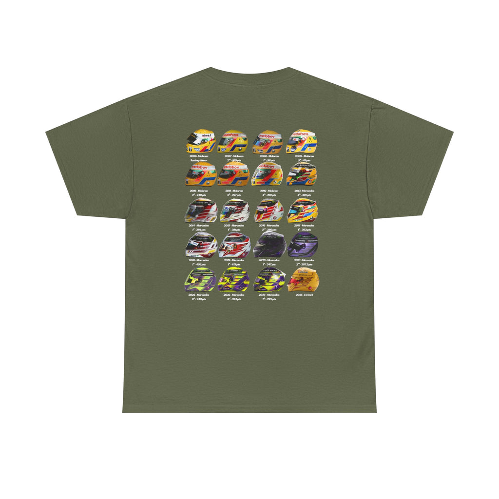 Lewis Hamilton Cotton T-Shirt - Helmets throughout the years