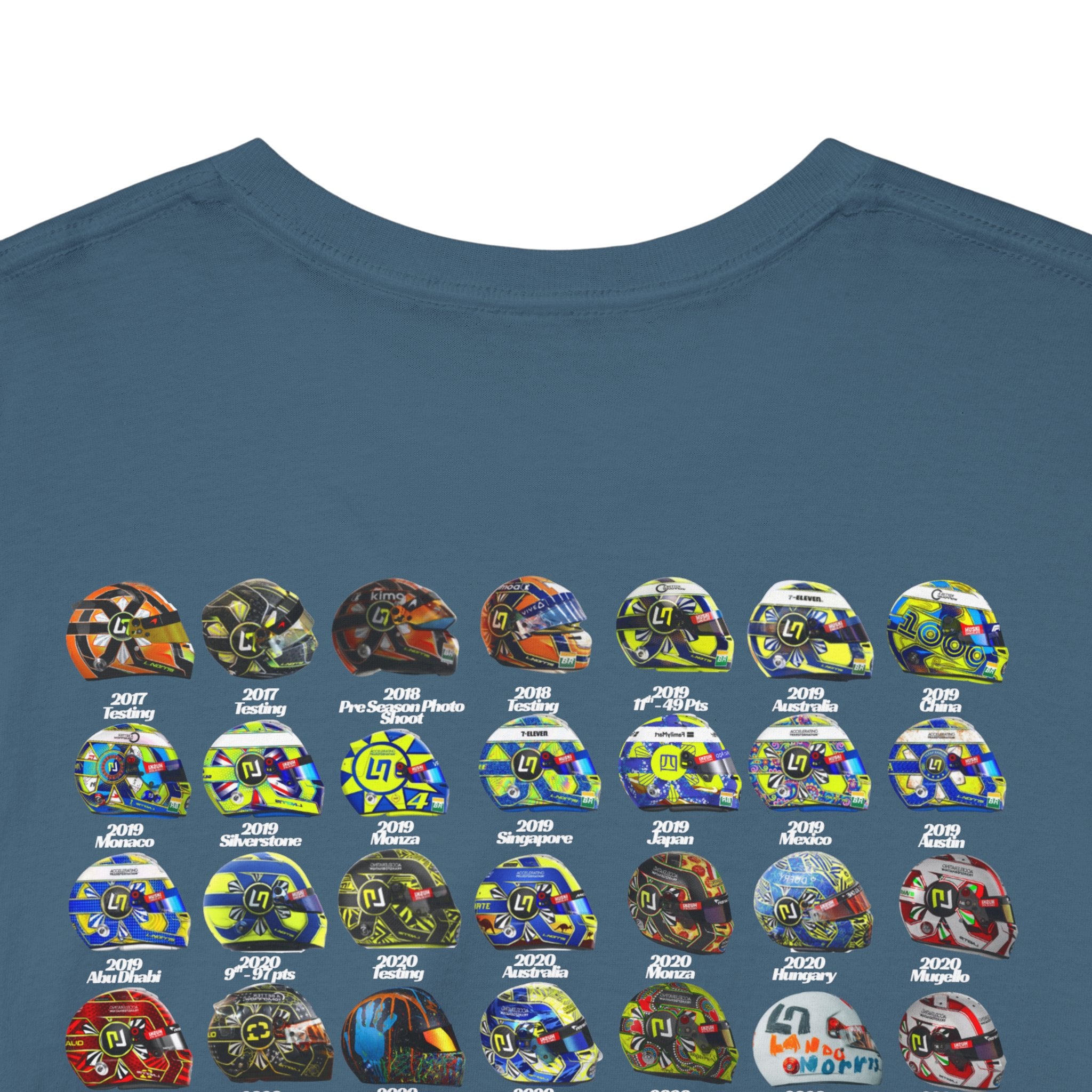 Lando Norris T-Shirt - Every Helmet In His F1 Career