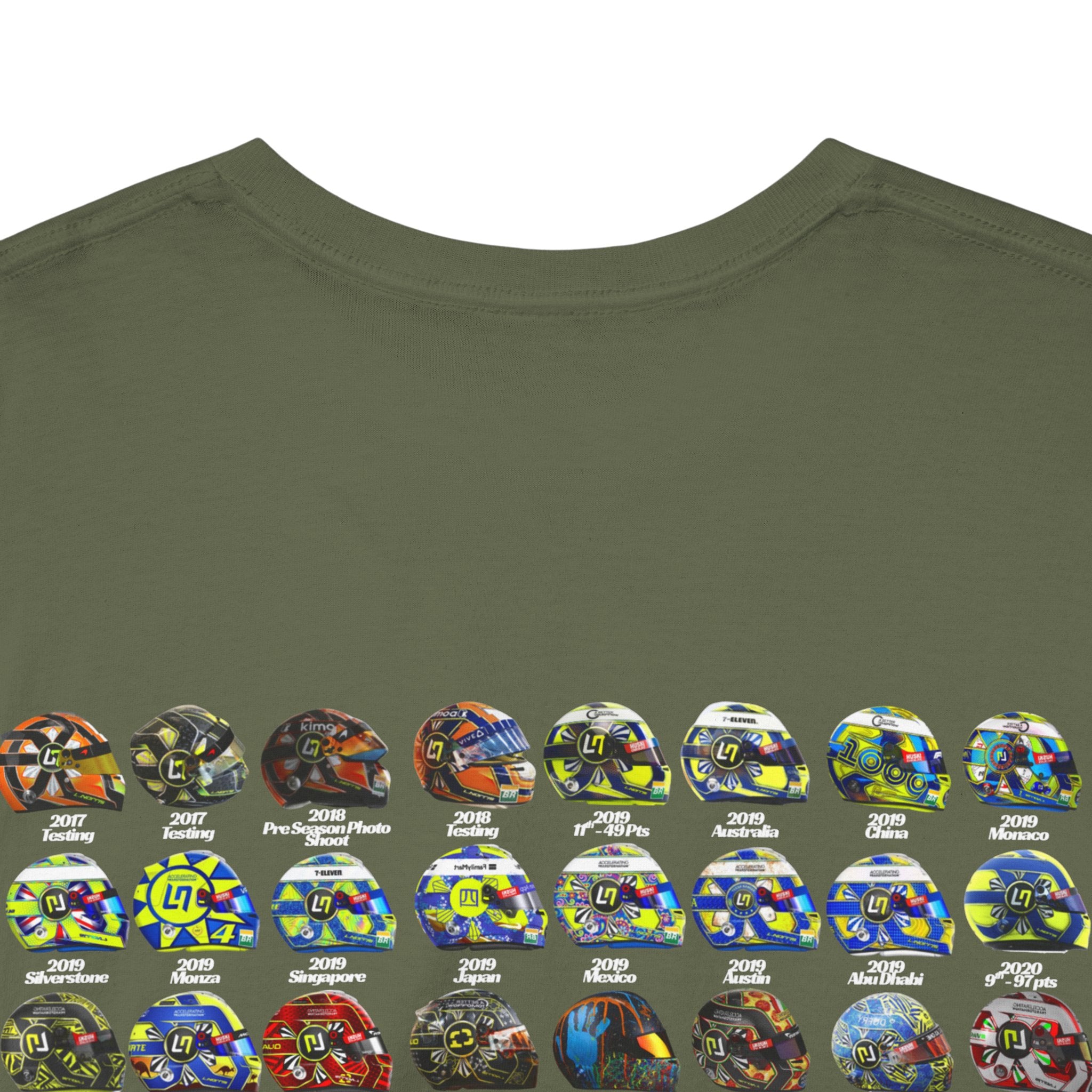 Lando Norris T-Shirt - Every Helmet In His F1 Career