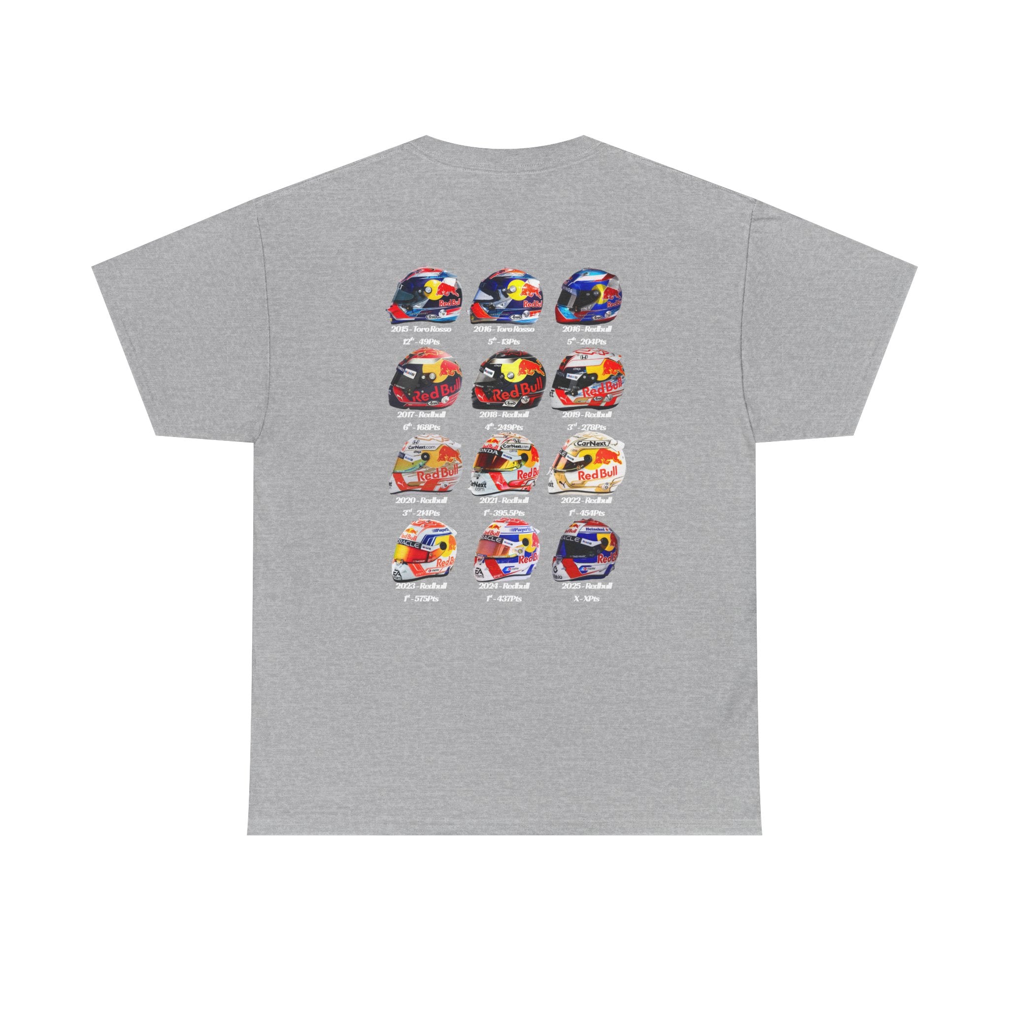 Max Verstappen - Helmets In His F1 Career Cotton T-Shirt