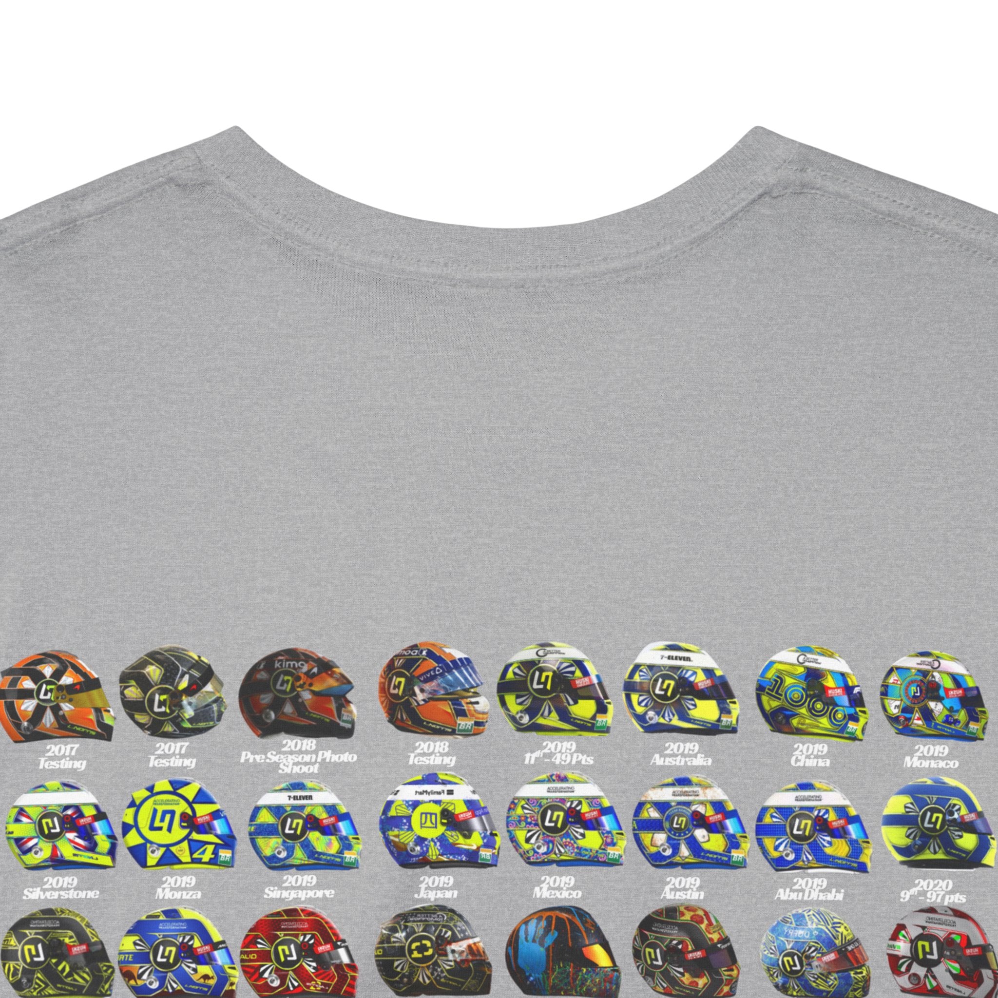 Lando Norris T-Shirt - Every Helmet In His F1 Career