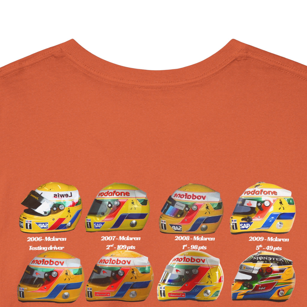 Lewis Hamilton Cotton T-Shirt - Helmets throughout the years