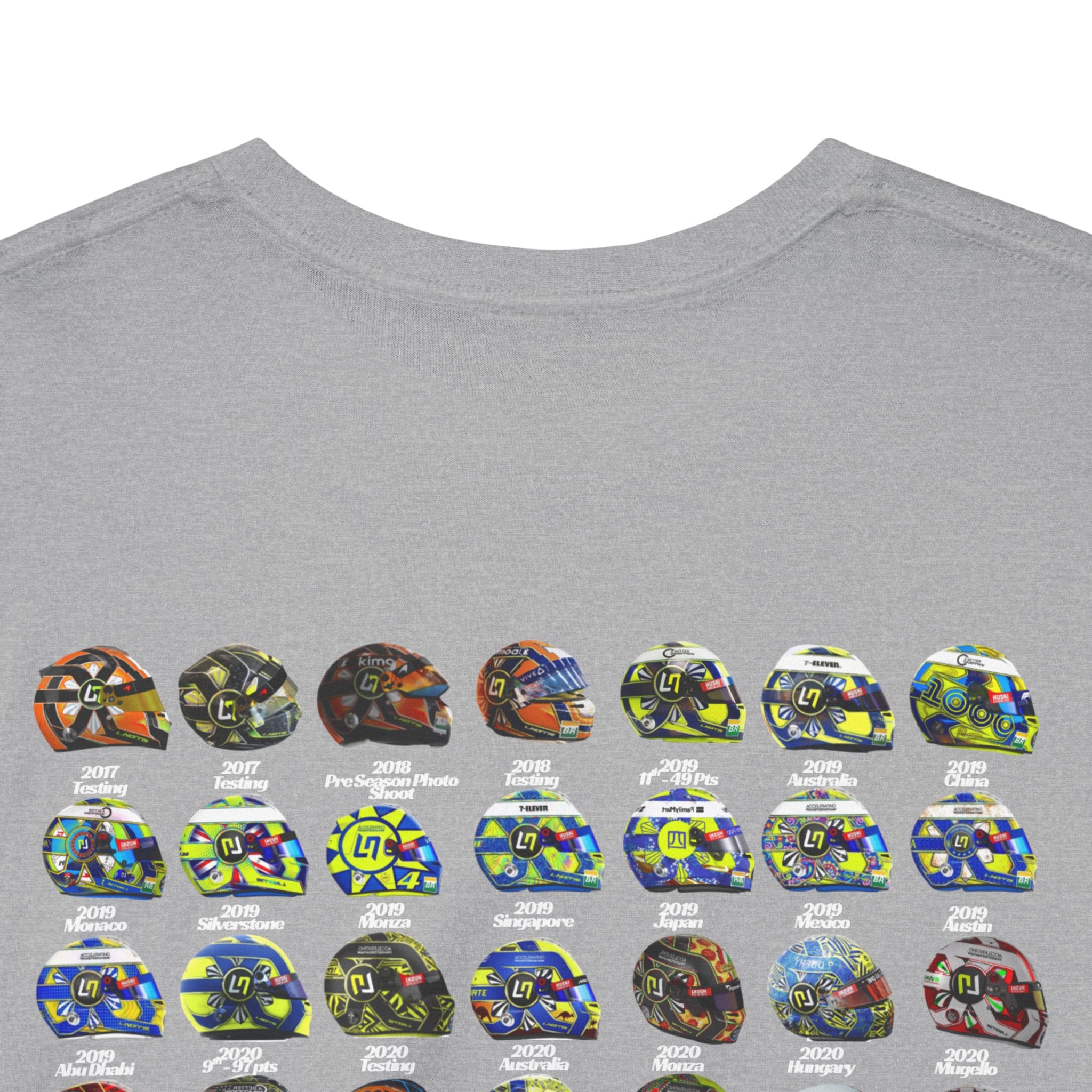 Lando Norris T-Shirt - Every Helmet In His F1 Career