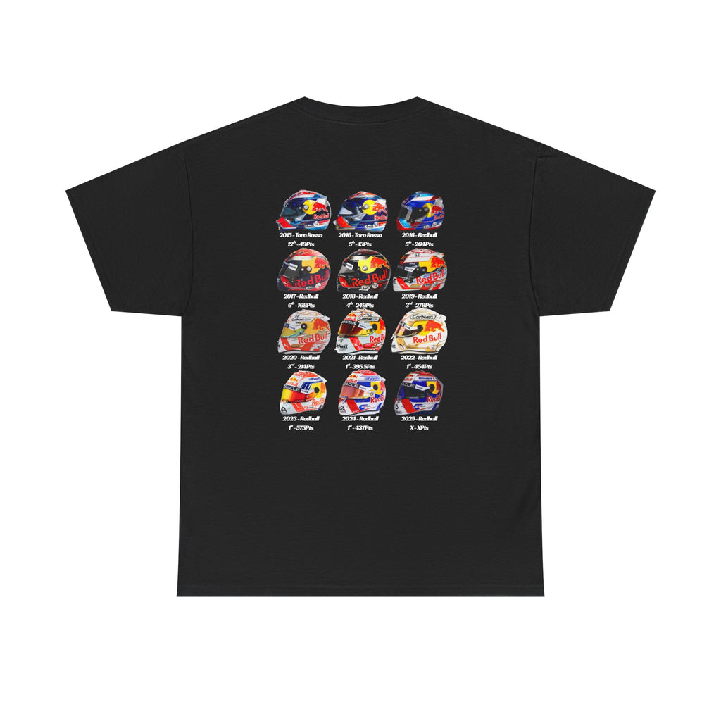 Max Verstappen - Helmets In His F1 Career Cotton T-Shirt