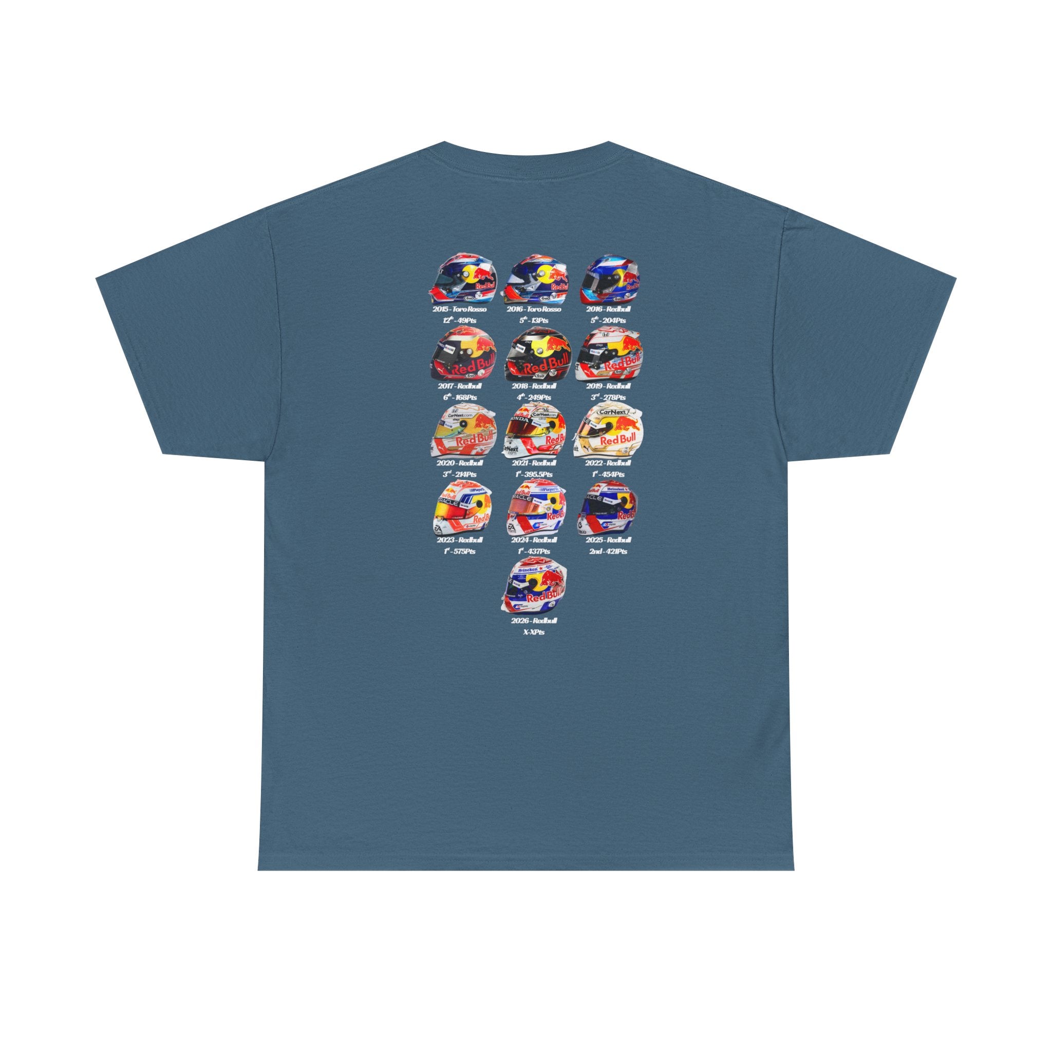 Max Verstappen - Helmets In His F1 Career Cotton T-Shirt