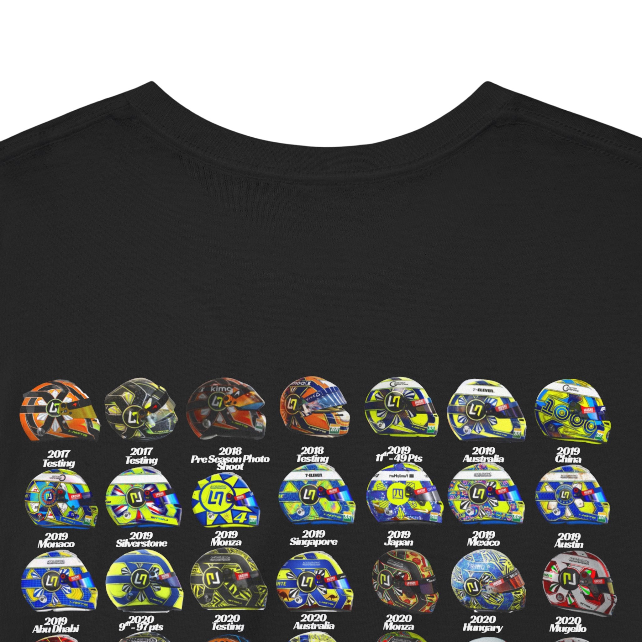 Lando Norris T-Shirt - Every Helmet In His F1 Career