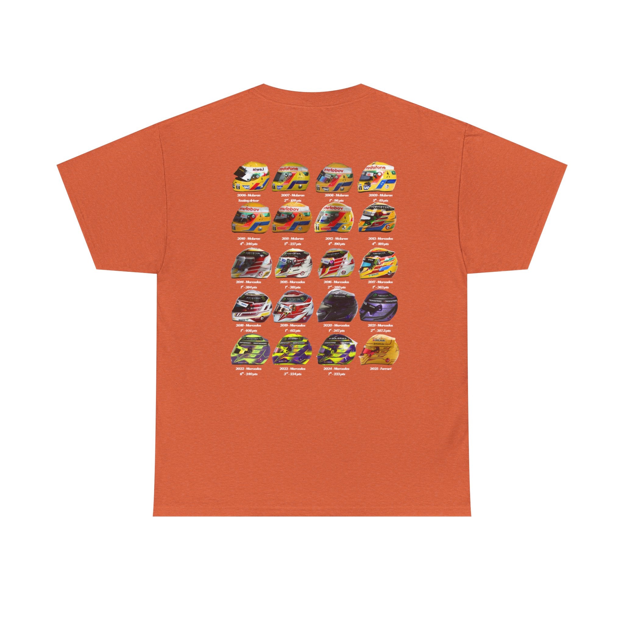 Lewis Hamilton Cotton T-Shirt - Helmets throughout the years