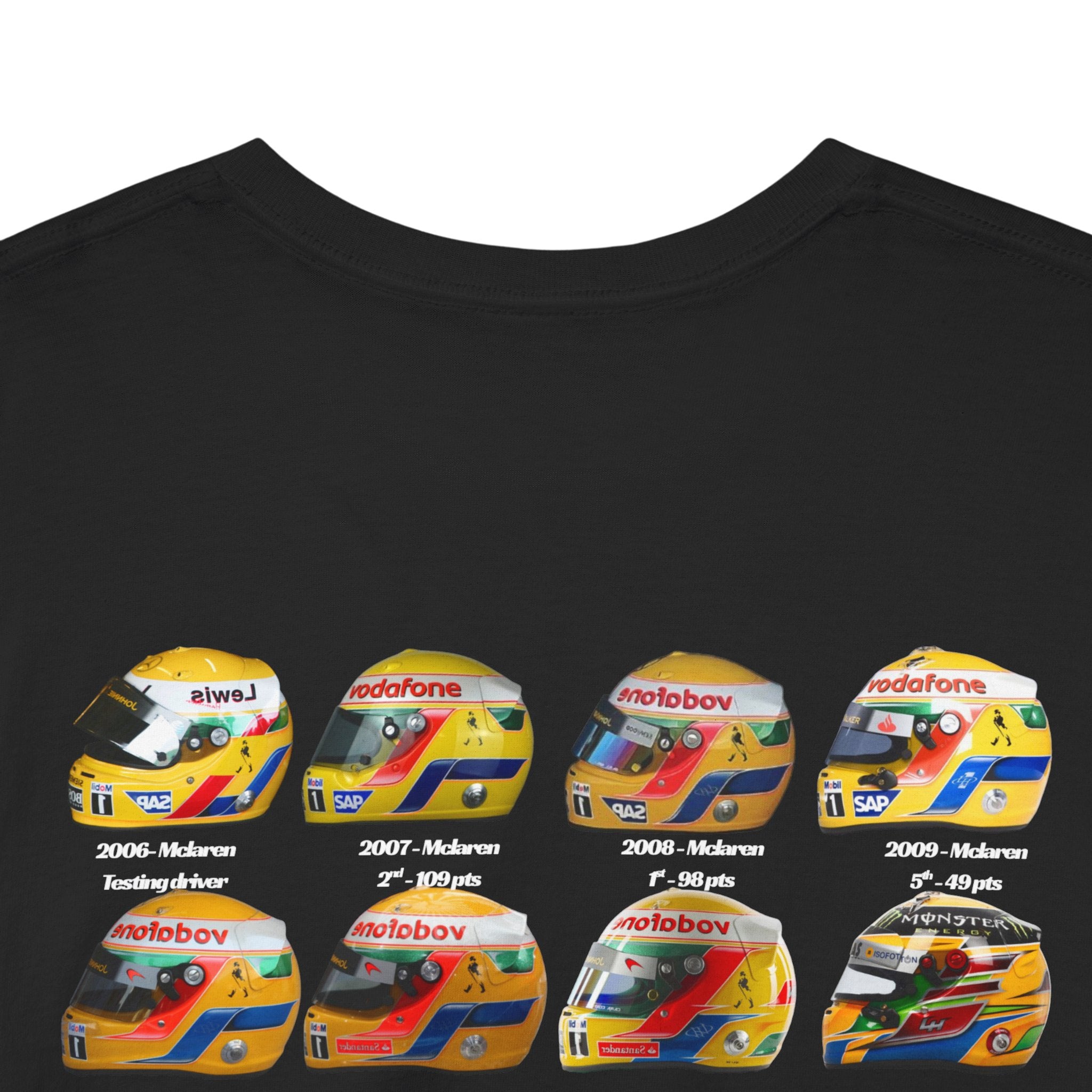 Lewis Hamilton Cotton T-Shirt - Helmets throughout the years