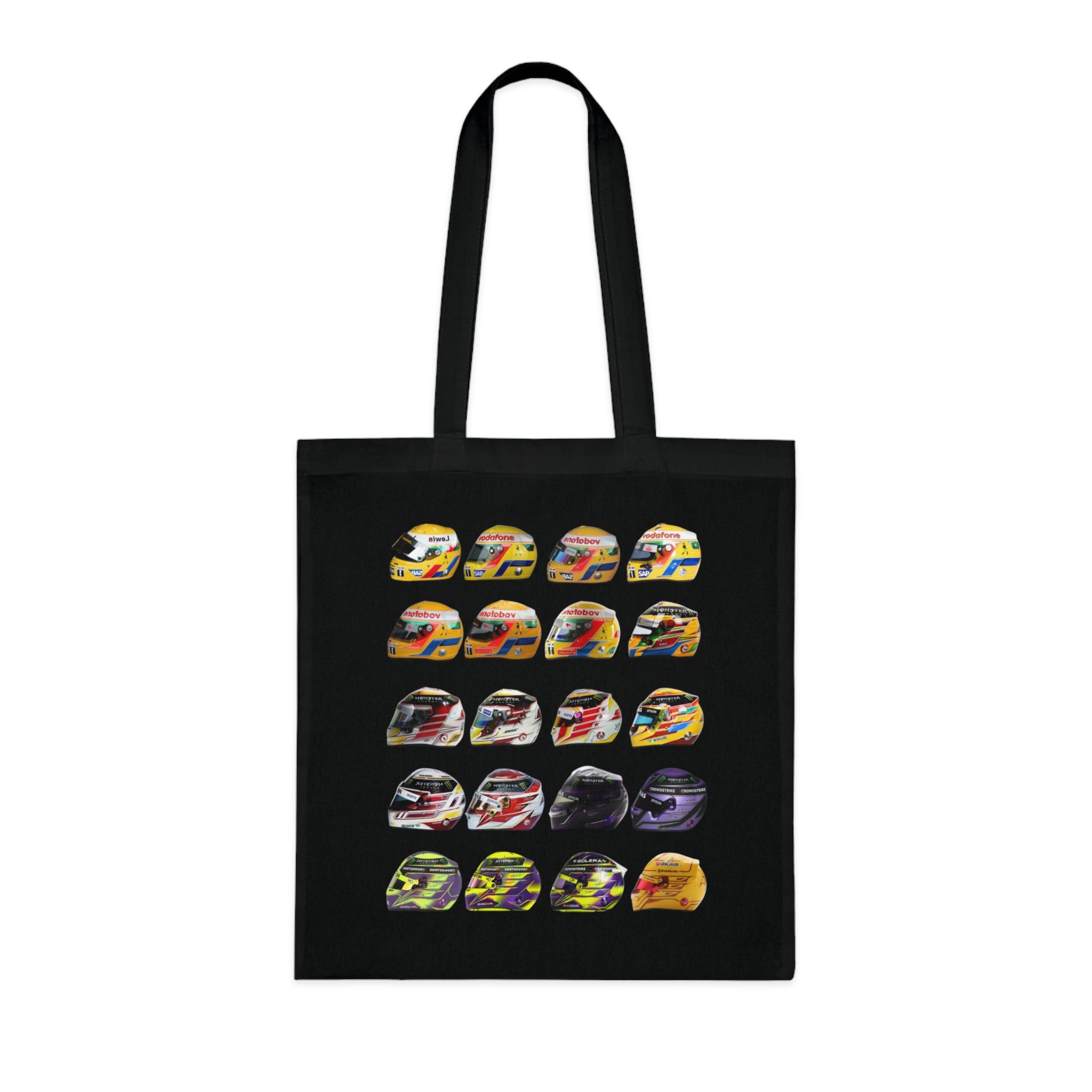 Lewis Hamilton Tote Bag - Helmets In His F1 Career