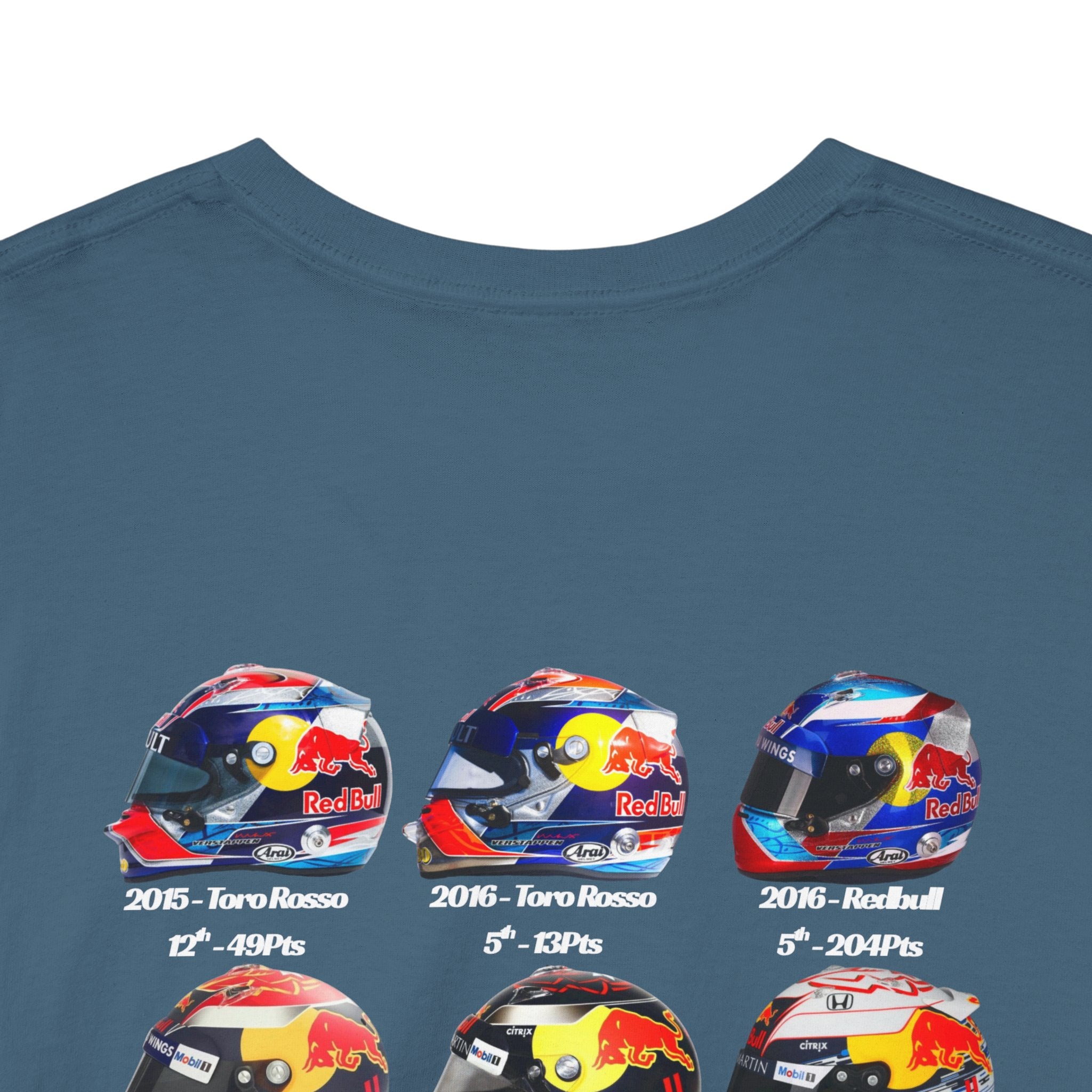 Max Verstappen - Helmets In His F1 Career Cotton T-Shirt
