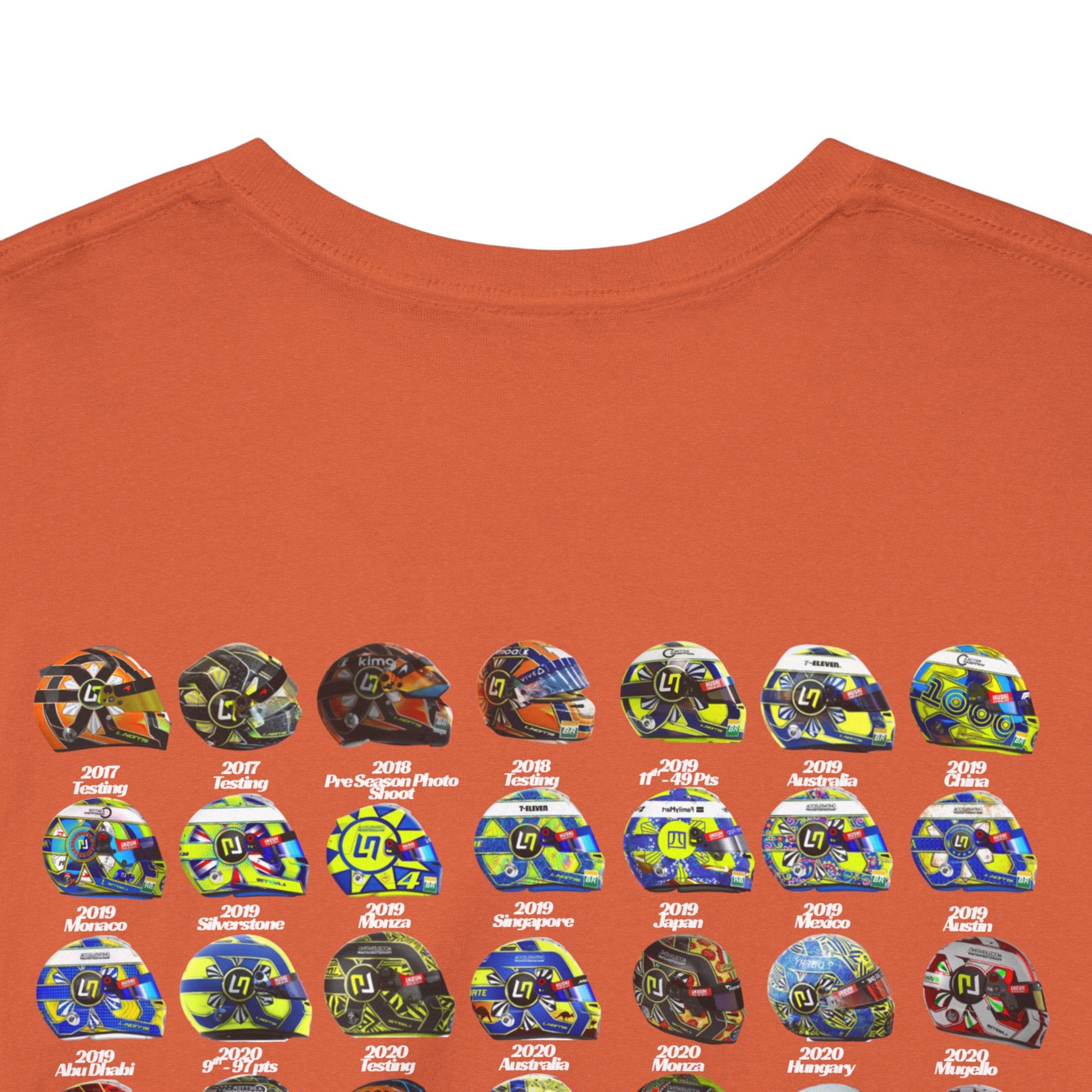 Lando Norris T-Shirt - Every Helmet In His F1 Career