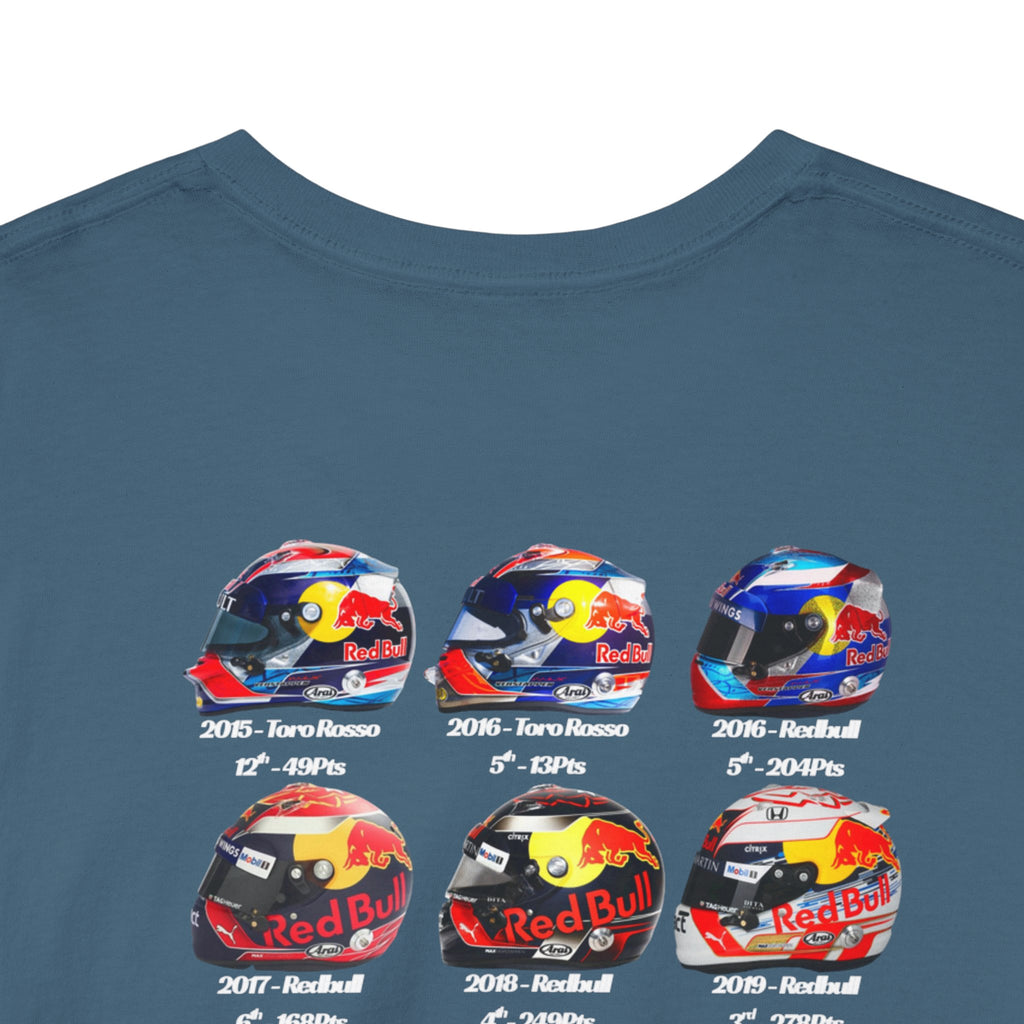 Max Verstappen - Helmets In His F1 Career Cotton T-Shirt