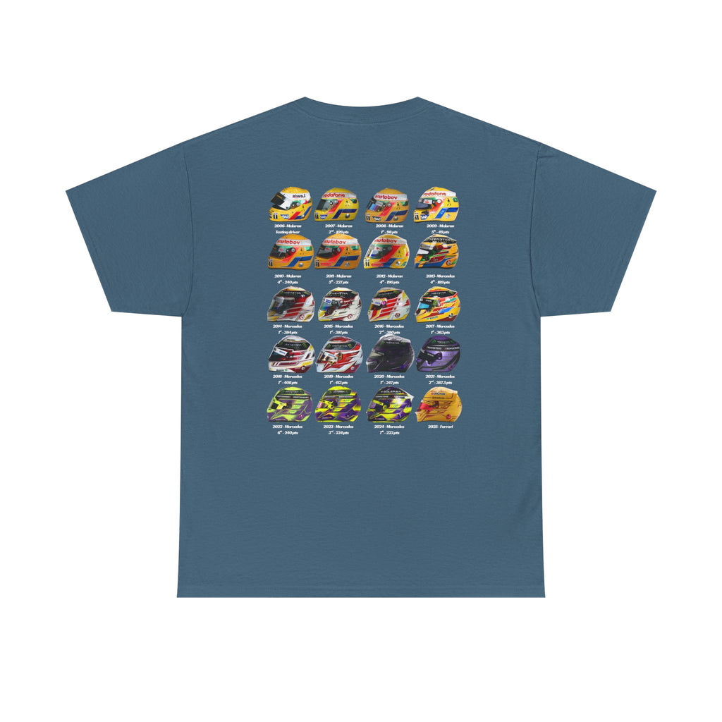 Lewis Hamilton Cotton T-Shirt - Helmets throughout the years