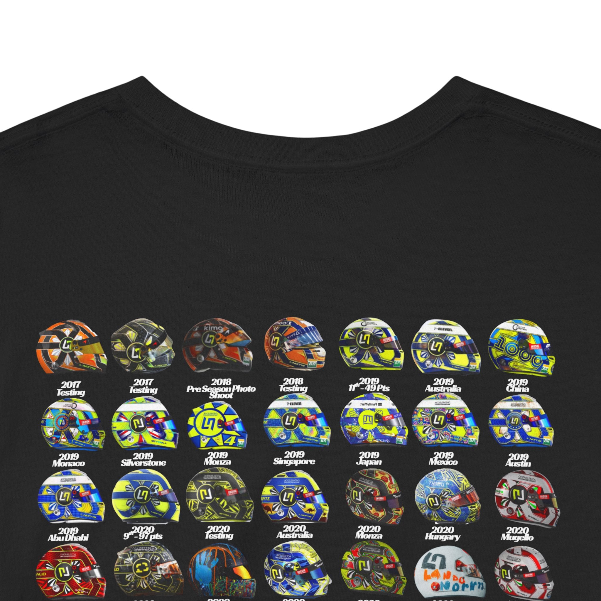 Lando Norris T-Shirt - Every Helmet In His F1 Career