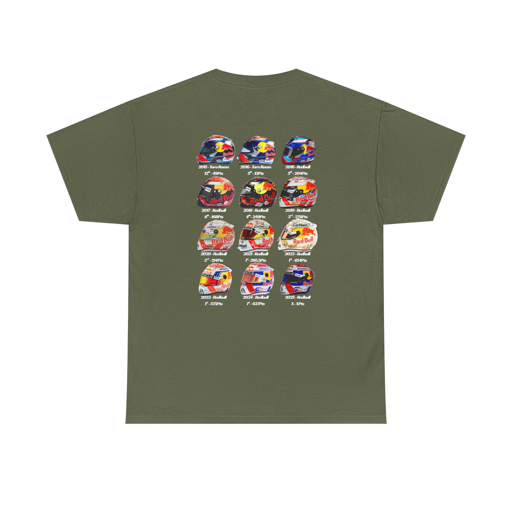 Max Verstappen - Helmets In His F1 Career Cotton T-Shirt