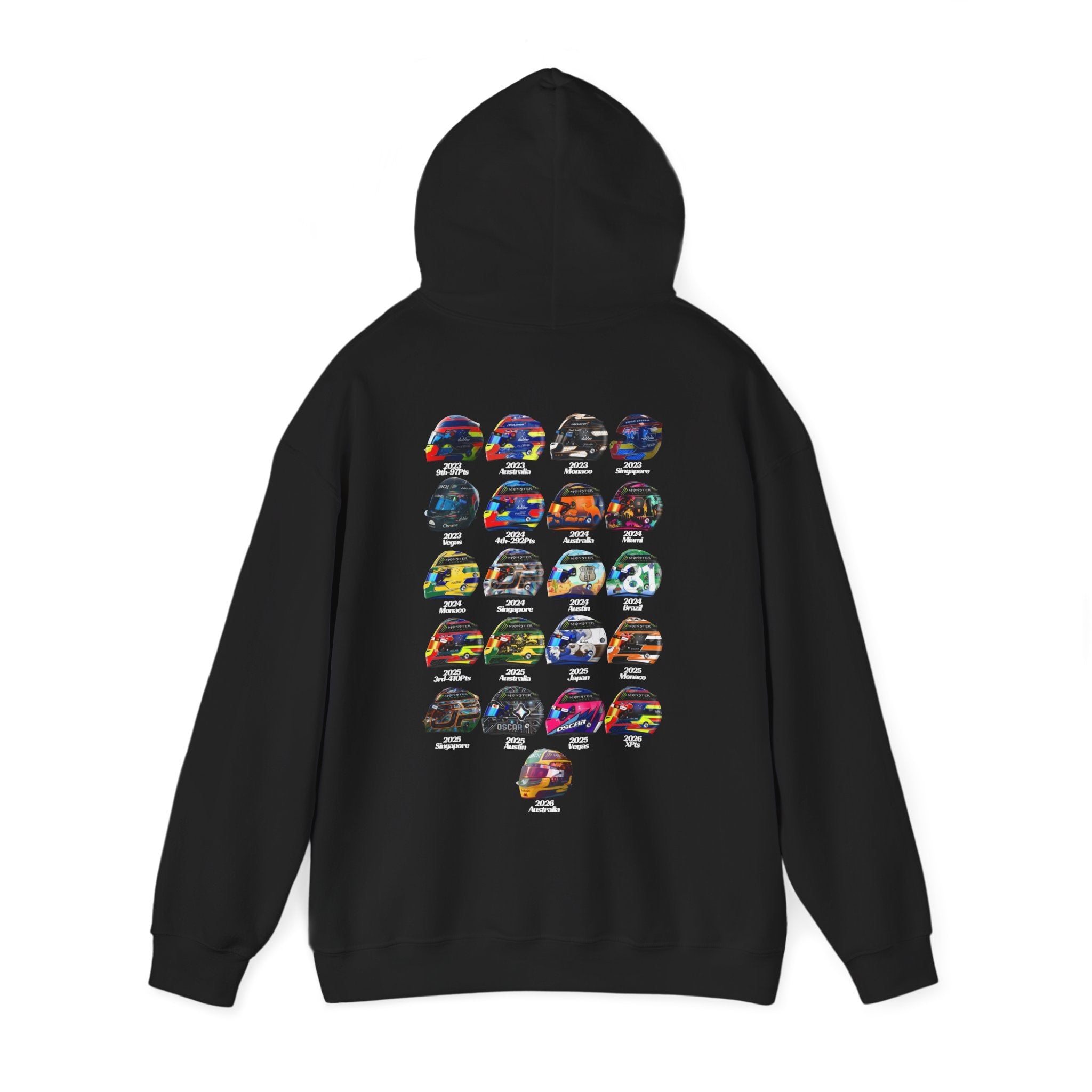 Oscar Piastri Hoodie - Every Helmet In His F1 Career