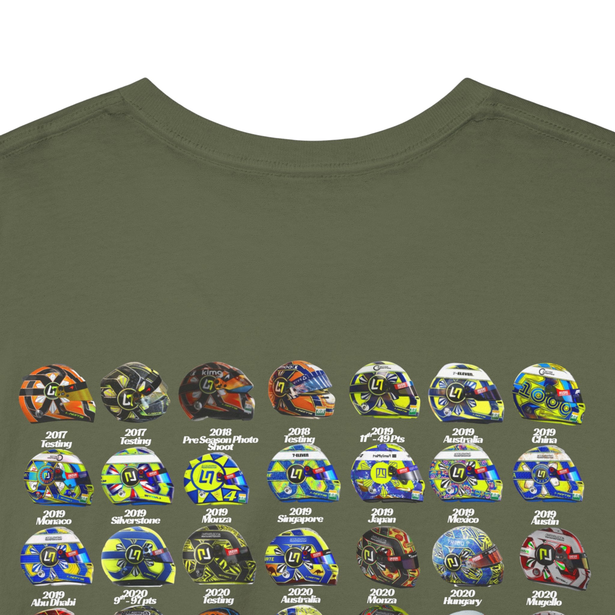 Lando Norris T-Shirt - Every Helmet In His F1 Career