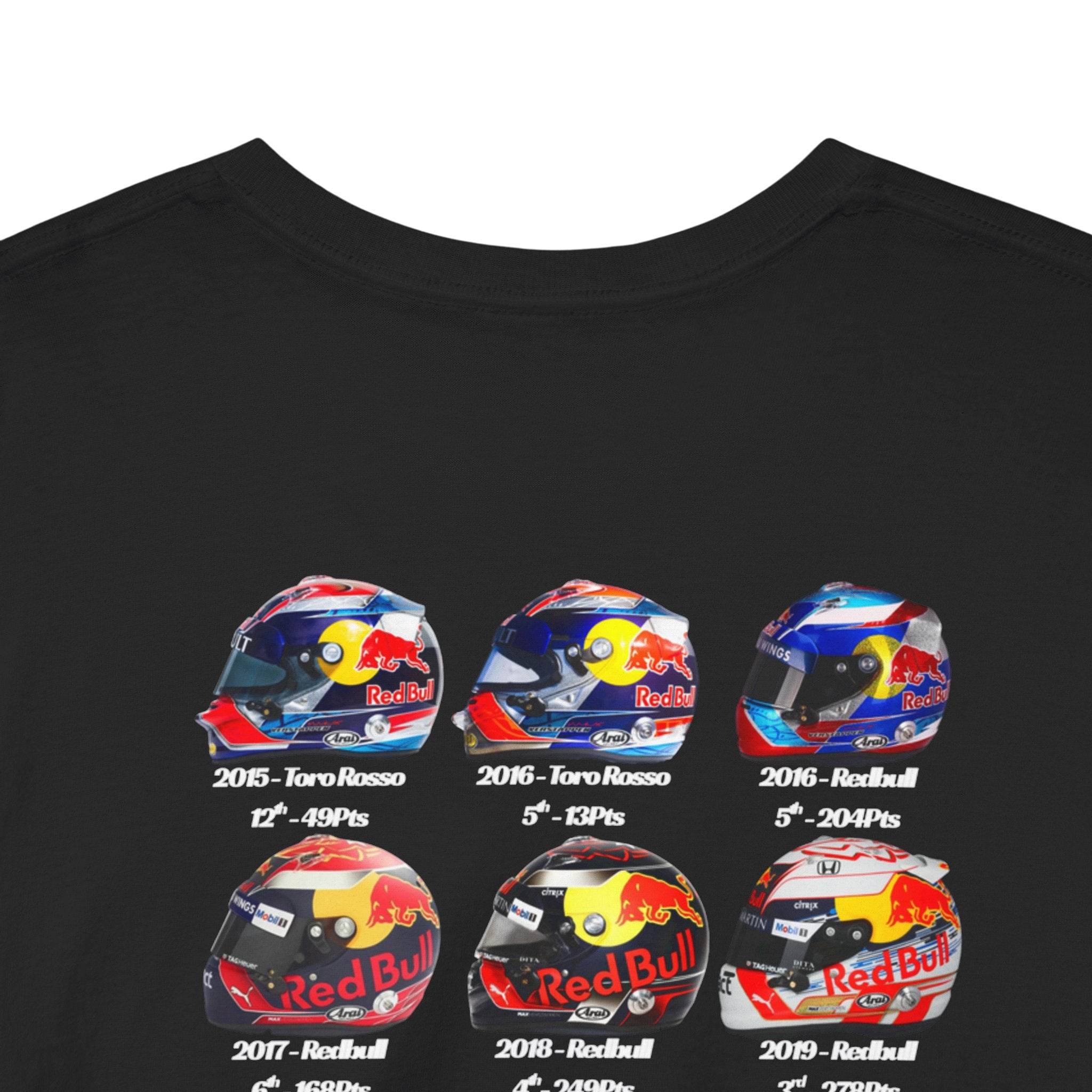 Max Verstappen - Helmets In His F1 Career Cotton T-Shirt
