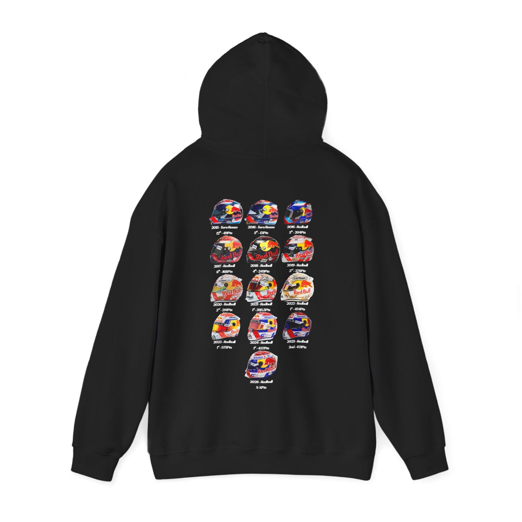 Max Verstappen - Helmets In His F1 Career Hoodie