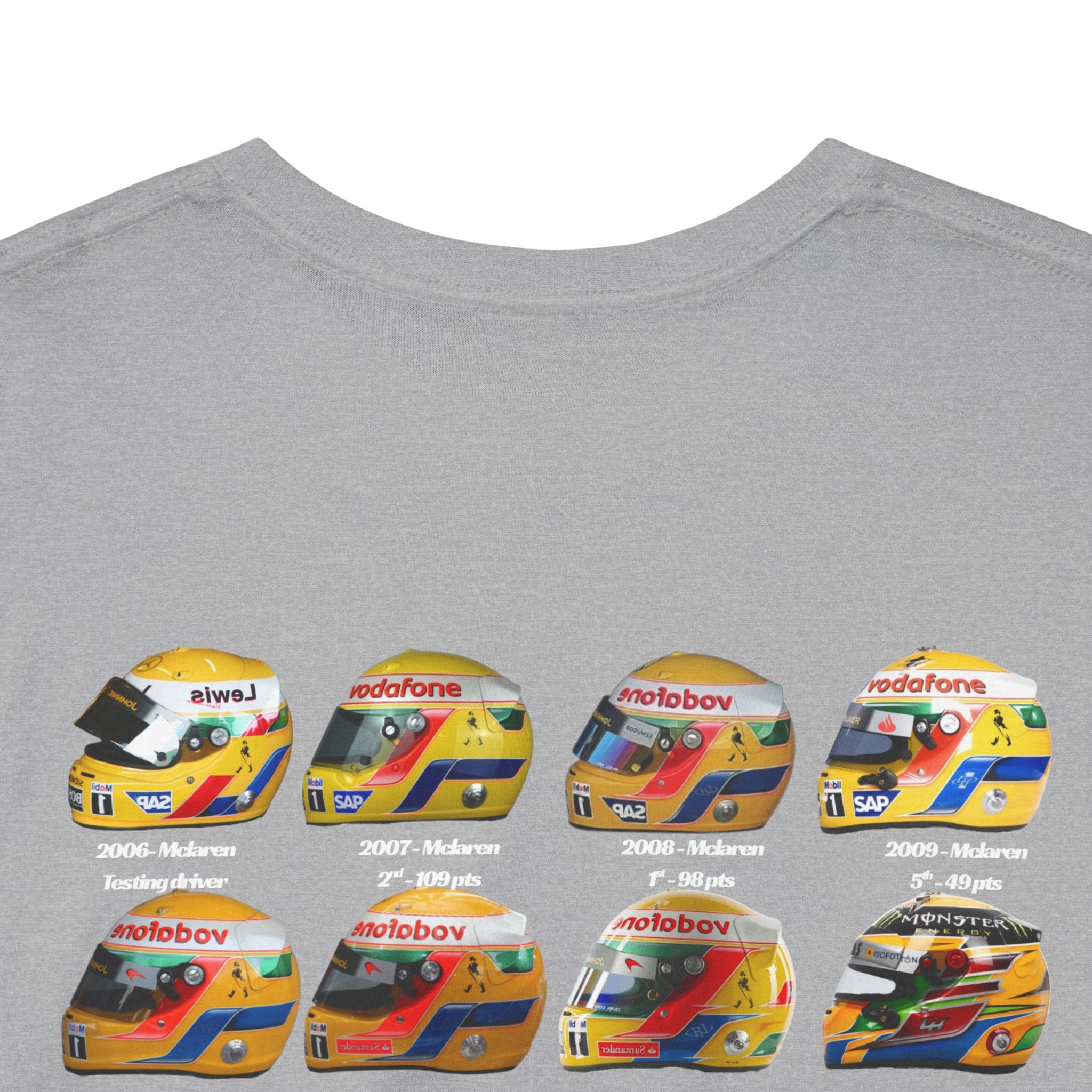 Lewis Hamilton Cotton T-Shirt - Helmets throughout the years