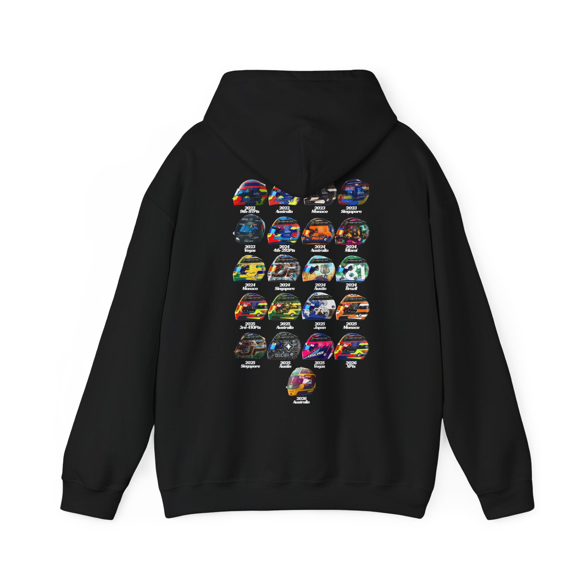 Oscar Piastri Hoodie - Every Helmet In His F1 Career